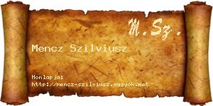 Mencz Szilviusz névjegykártya